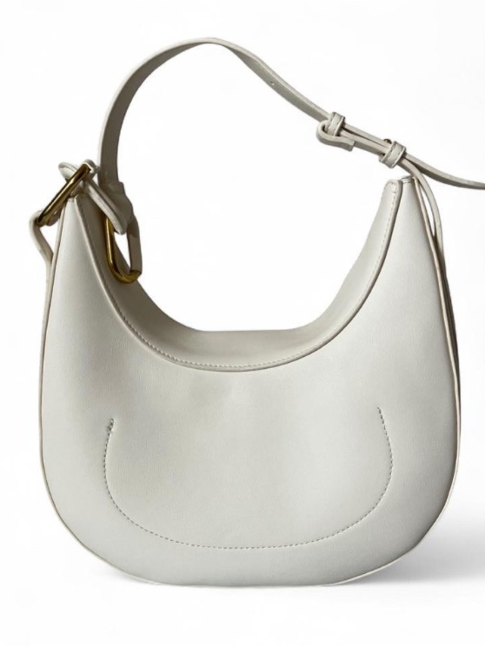 Madison West Ivory Vegan Leather Neutral Minimalist Shoulder Bag Purse - Picture 5 of 12